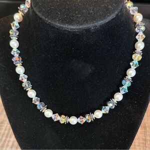 Antique Faux Pearl and Crystal Choker